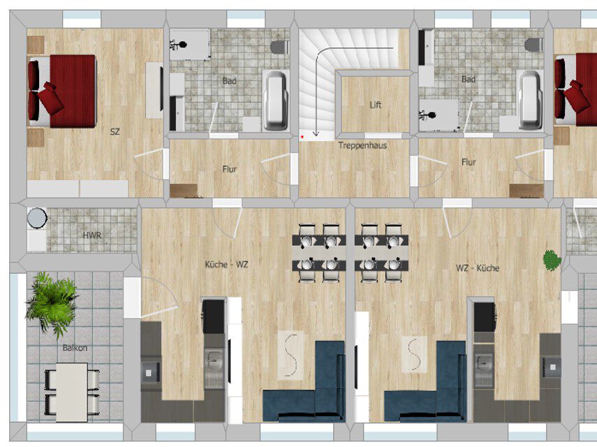 Moderne 2-Raum-Wohnung mit Balkon